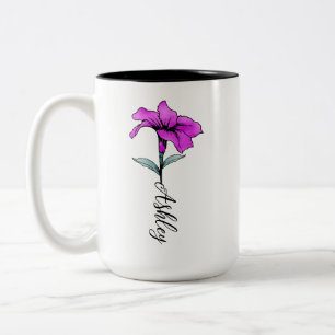 Personlig Rosa Lily Flower Två-Tonad Mugg
