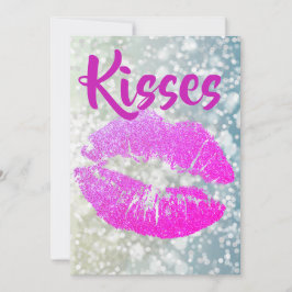 Personlig Rosa Lipstick ’Kisses’ Tack Kort