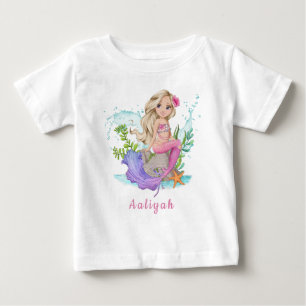Personlig Rosa Little Blond Sjöjungfru T Shirt