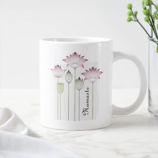 Personlig Rosa Lotus Flower Jumbo Mugg (Skapare uppladdad)