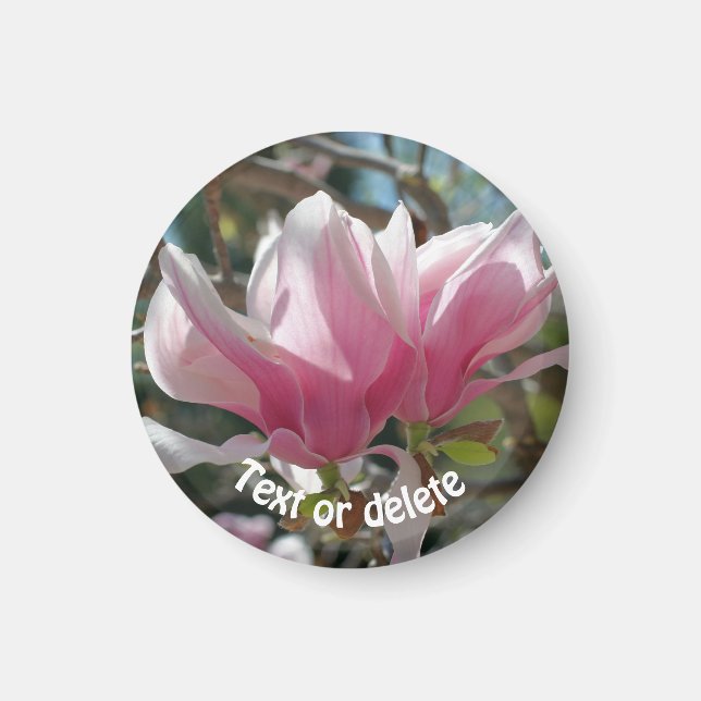 Personlig rosa magnoliablomma magnet (Framsidan)