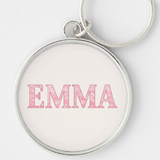 Personlig Rosa Marmor EMMA Rund Silverfärgad Nyckelring