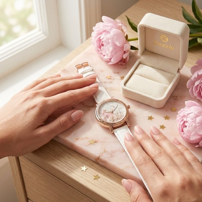 Personlig rosa marmor klocka ( (Skapare uppladdad)