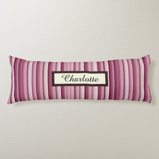 Personlig Rosa Mauve Rand Body Pillow Kroppskudde (Framsidan)