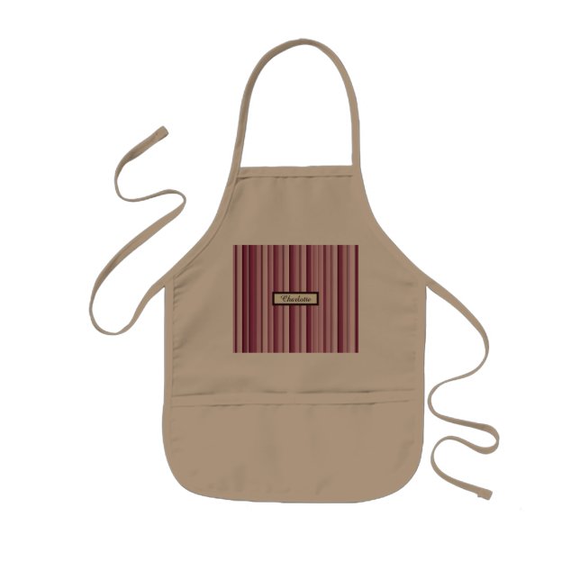 Personlig Rosa Mauve Rand Kids Apron Barnförkläde (Framsidan)