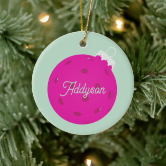 Personlig Rosa Mintgrön Pickleball Jul Julgransprydnad Keramik