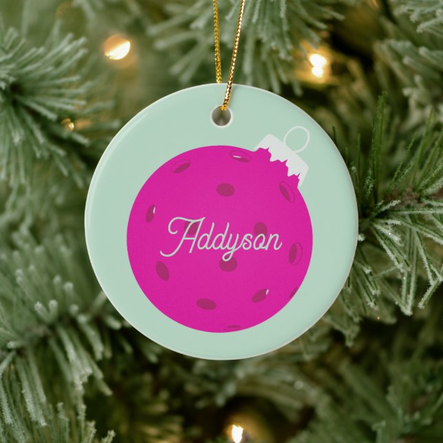 Personlig Rosa Mintgrön Pickleball Jul Julgransprydnad Keramik (Träd)