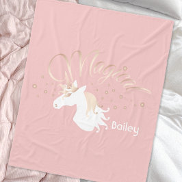 Personlig Rosa Modern Magic Unicorn Kids Fleecefilt