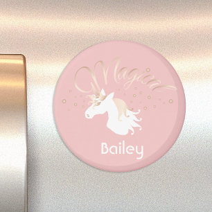 Personlig Rosa Modern Magic Unicorn Magnet