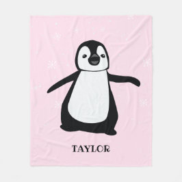 Personlig Rosa modern söt baby penguin Fleecefilt