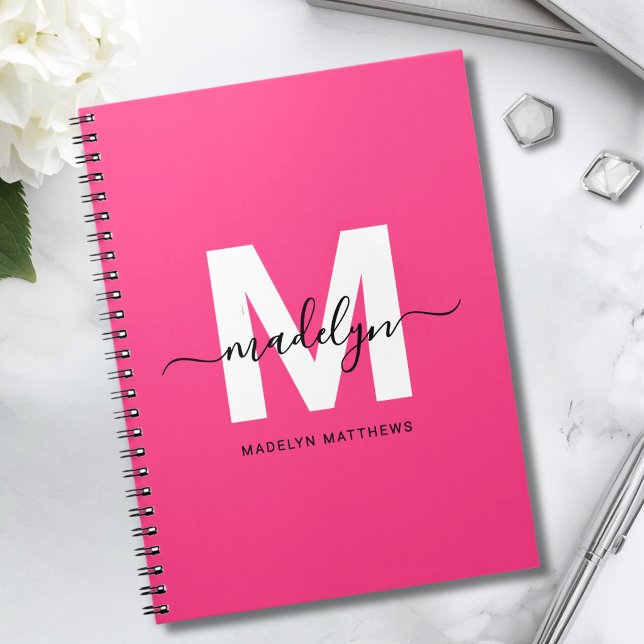 Personlig Rosa Monogram Anteckningsbok (Personalized Pink Monogram Notebook )