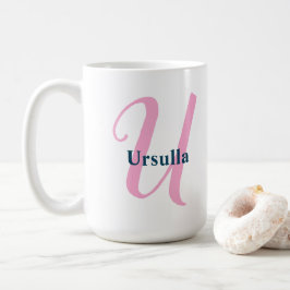 Personlig Rosa Monogram Brev eget namn Kaffemugg