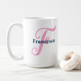 Personlig Rosa Monogram Brev F eget namn Kaffemugg
