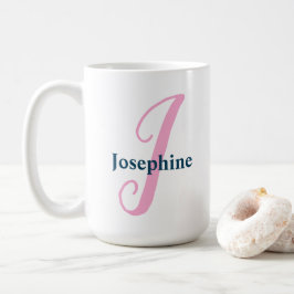 Personlig Rosa Monogram Brev J Anpassat namn Kaffemugg