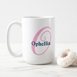 Personlig Rosa Monogram Brev O eget namn Kaffemugg