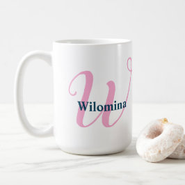Personlig Rosa Monogram Brev W Anpassat namn Kaffemugg