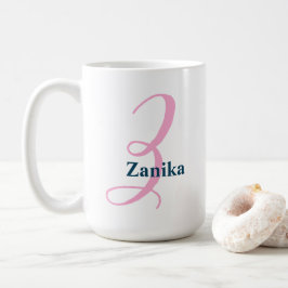Personlig Rosa Monogram Brev Z eget namn Kaffemugg