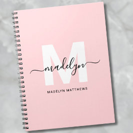 Personlig Rosa Monogram för Tjej Anteckningsbok