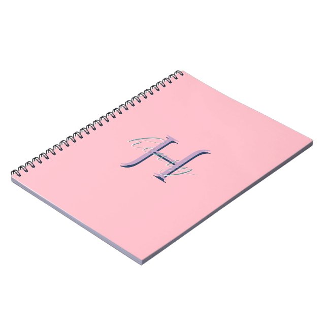 Personlig rosa monogram initial och namn anteckningsbok (Vänstra Sidan)