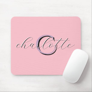 Personlig rosa monogram initial och namn musmatta