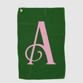 Personlig Rosa Monogram Initial på Mörk grönt