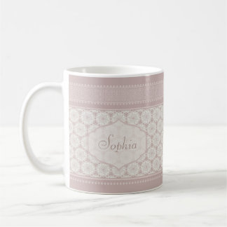 Personlig rosa monogram namn kaffe mugg