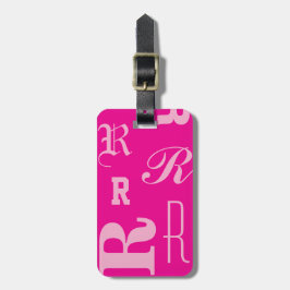 Personlig Rosa, Monogram Typografi Initialer Bagagebricka