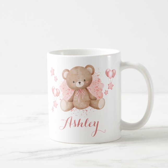 Personlig Rosa Nalle Kaffe Mugg (Höger)
