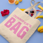 Personlig Rosa Namn Tygkasse<br><div class="desc">Cute girly to te bag med namn för att du ska kunna anpassa dig och ord "BAG" med fet stil.</div>