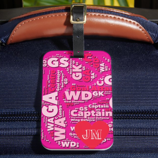 Personlig rosa netball bagagebricka (Framsida Insitu 2)