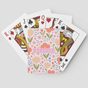 Personlig rosa nordisk söt folklig blommig mönster casinokort