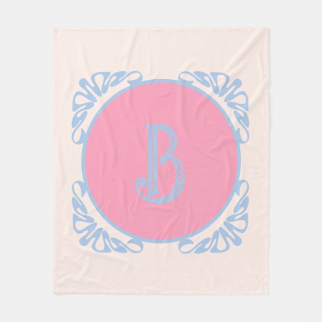 Personlig rosa och blå  fleecefilt (Framsidan)
