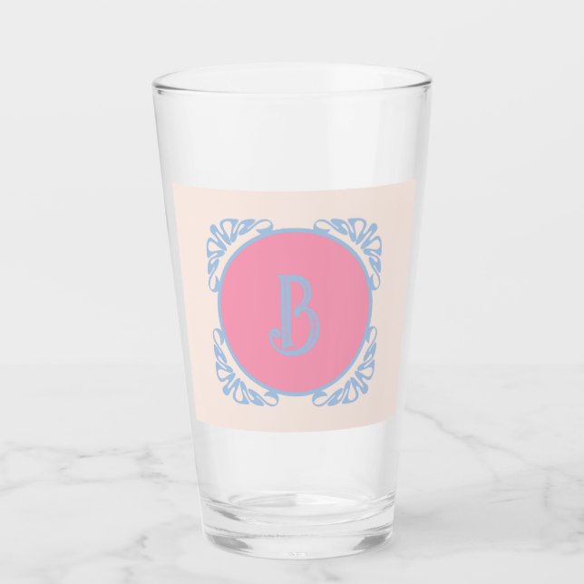 Personlig rosa och blå  glaskopp (Framsida)