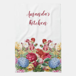 Personlig Rosa och Blå Hydrangea Blomster Kökshandduk