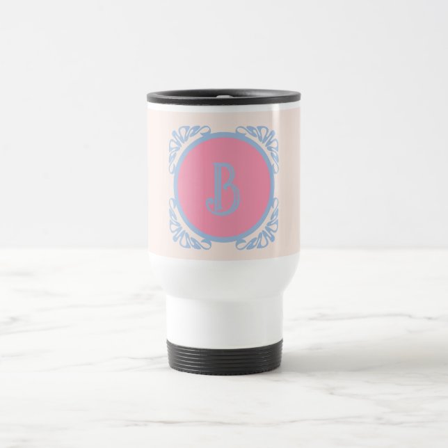 Personlig rosa och blå  resemugg (Center)