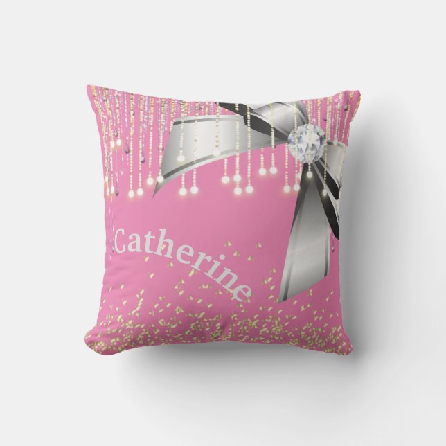 Personlig rosa och glam-gåva från Lavender glitter Kudde (Framsida)
