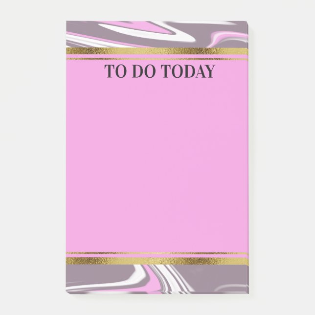 Personlig Rosa och Grå Akvarell Marmor 4x6 Post-it Block (Framsida)