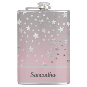 Personlig Rosa Och Grå Stjärnor Stylish Chic Fickplunta