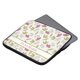Personlig rosa och grön bladsmönster laptop fodral