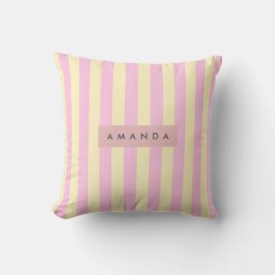 Personlig rosa och gul randig nyans kudde