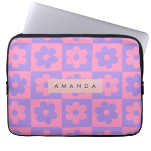Personlig rosa och lila blomma laptop fodral