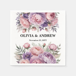 Personlig Rosa och Lila Blommigt Napkins Pappersservett