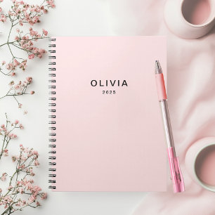 Personlig Rosa och Namn Monogram Elegantens Anpa Anteckningsbok