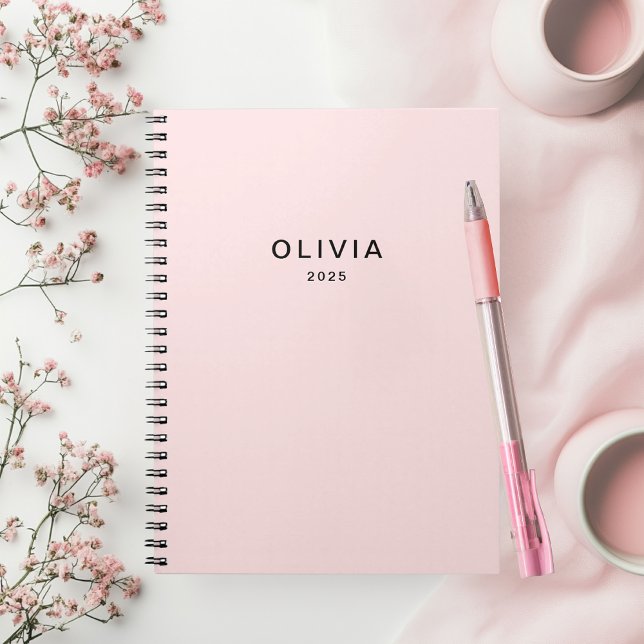 Personlig Rosa och Namn Monogram | Elegantens Anpa Anteckningsbok (Skapare uppladdad)