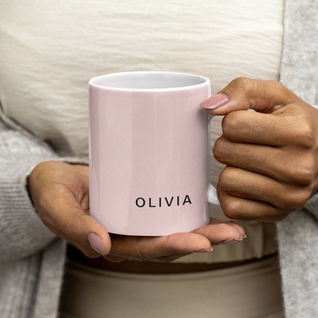 Personlig Rosa och Namn Monogram | Elegantens Anpa Kaffemugg (Skapare uppladdad)