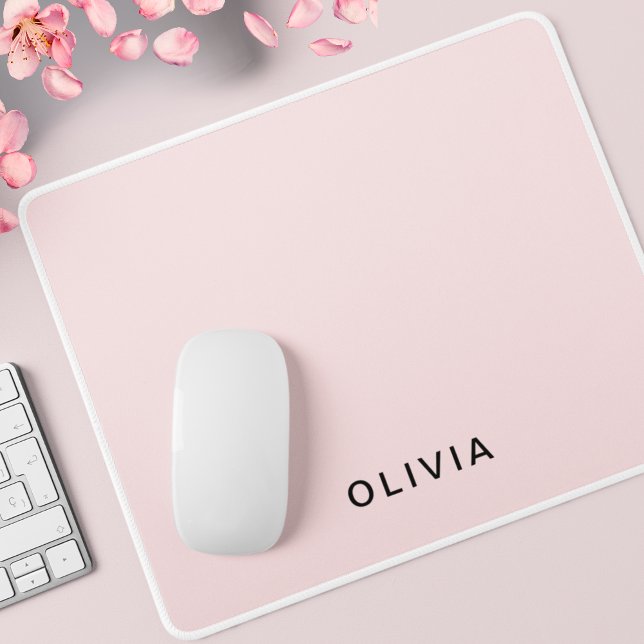 Personlig Rosa och Namn Monogram | Elegantens Anpa Musmatta (Skapare uppladdad)