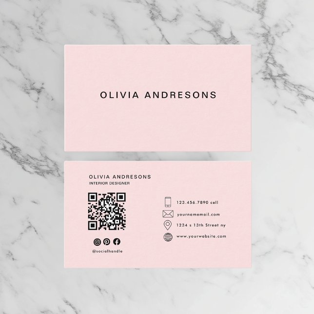 Personlig Rosa och Namn Monogram | Elegantens Anpa Visitkort (Skapare uppladdad)