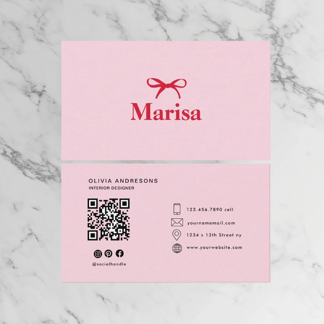 Personlig Rosa och rött fack | Elegant Visitkort (Skapare uppladdad)