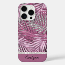 Personlig Rosa och Silver Glitter Handflatan