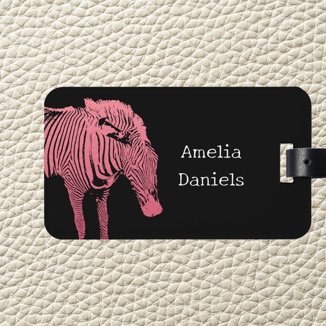 Personlig Rosa och svart Zebra Luggage Tag Bagagebricka (Skapare uppladdad)